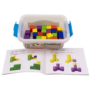 Imagen de Bloques x30 piezas cubos de madera, en caja de plástico