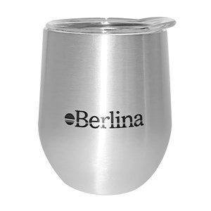 Imagen de Mate con tapa 220ml Berlina PLATEADO, doble pared de acero inoxidable en caja