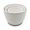 Imagen de Maceta de cerámica con plato x3 tamaños distintos, en caja marrón
