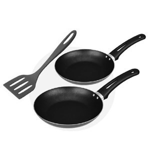 Imagen de Sartén antiadherente x2 con espátula 24cm NEGRO, TROPICOS MARTINAZZO