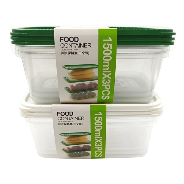 Imagen de Vianda recipiente de plástico rectangular x3, 1500ml