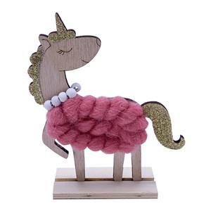 Imagen de Adorno de mesa, unicornio de madera y lana, en bolsa