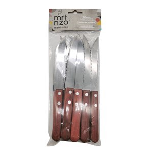 Imagen de Cubiertos cuchillos de mesa x12 en bolsa acero inoxidable mango de madera, UNIVERSAL MARTINAZZO