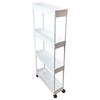Imagen de Mueble estantería de plástico y metal, 4 estantes, con ruedas, ideal para espacios finos