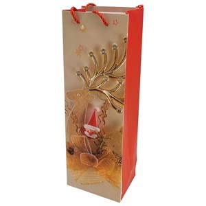 Imagen de Bolsa de regalo botella,en papel satinado, PACK x12, diseños navideños