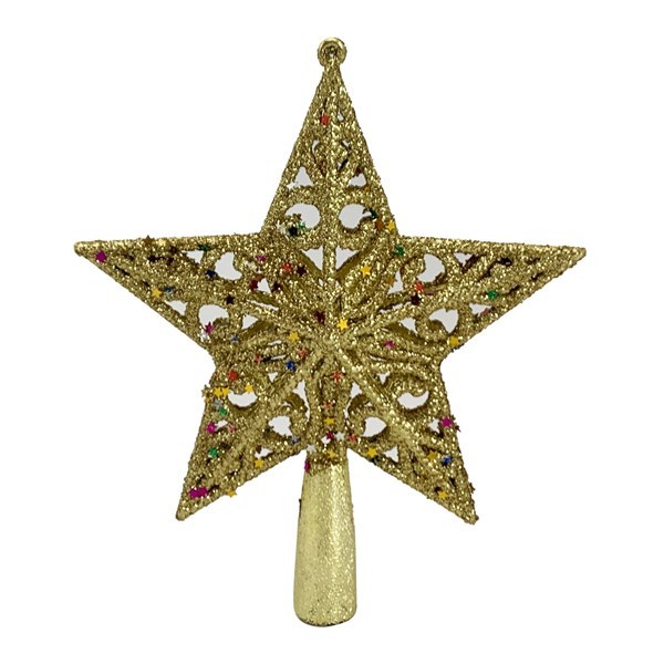 Imagen de Adorno puntero estrella, con brillantina en bolsa dorado
