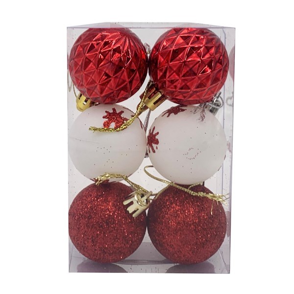 Imagen de Bolas navideñs x6 3.5cm, 3texturas en caja