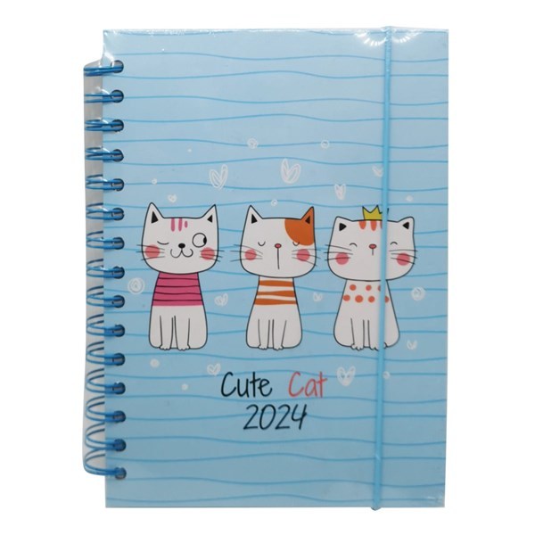 Imagen de Agenda 2024 tapa dura diseño gatos, varios colores
