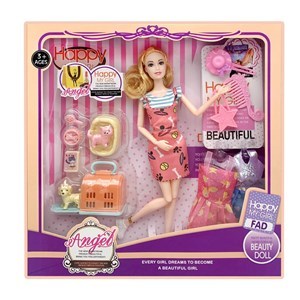 Imagen de Muñeca articulada con vestidos y accesorios, en caja