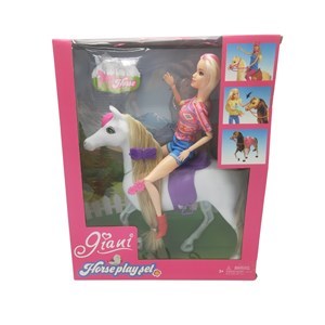 Imagen de Muñeca articulada con caballo, en caja