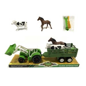 Imagen de Tractor con zorra y pala excavadora, con animales, en burbuja