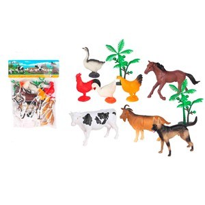 Imagen de Animales de granja x8 con accesorios, en bolsa