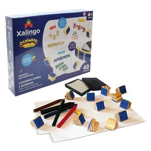 Imagen de Sellos de letras y números x40, con crayolas XALINGO, en caja