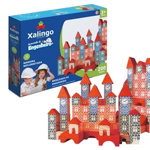 Imagen de Bloques x200 piezas de madera, XALINGO, en caja
