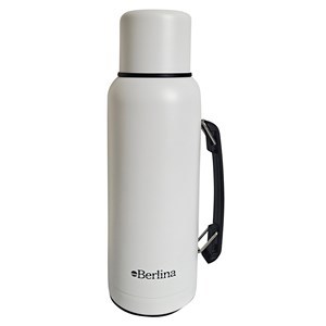Imagen de Termo 1L con asa color BLANCO, tapón clásico, base antideslizante, Berlina