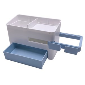Imagen de Estante organizador de plástico autoadhesivo con cajón y soporte para secador, en caja 2 colores