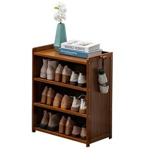 Imagen de Mueble estantería de madera 3 estantes con perchero, ideal zapatera en caja