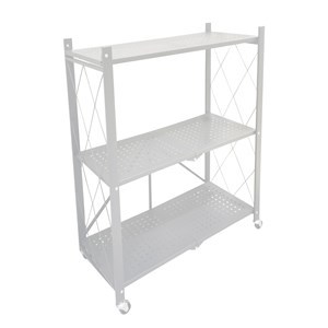 Imagen de Mueble estantería de metal plegable con ruedas, 3 estantes BLANCO en caja