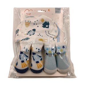 Imagen de Medias para bebé x2 pares con gorro, en bolsa  varios colores