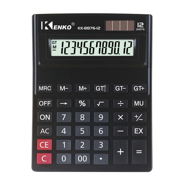 Imagen de Calculadora de mesa KENKO, 12 dígitos, display grande , solar, 1AA, en caja