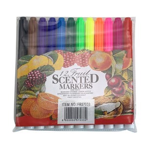 Imagen de Marcadores, 12 colores, con aroma, en bolsa de PVC