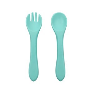 Imagen de Cuchara y tenedor para bebé de silicona, 2 colores