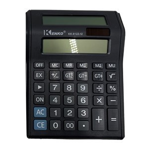 Imagen de Calculadora de mesa doble pantalla, recarga solar y 1AA, KENKO, en caja