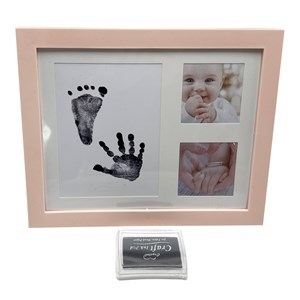 Imagen de Portarretrato 2 fotos, para bebé con almohadilla para huella de manos y pies, 3 colores