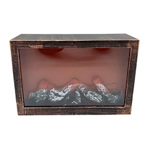 Imagen de Adorno decorativo estufa de plástico, simula fuego 3pilas C y recarga USB, en caja