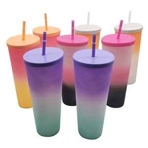 Imagen de Vaso con sorbito de plástico, 1000ml PACKx8, varios colores