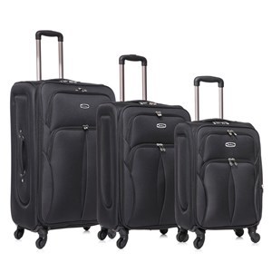 Imagen de Valijas Berlina x3 NEGRO, semi rígidas, ruedas omnidireccionales, 360, fuelle 5cm, manija telescópica escondida, tranca numérica, 2 bolsillos exteriores, correa para ajustar ropa, bolsillo interior con cierre, color negro