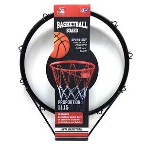 Imagen de Aro de basket de metal, 36cm con pelota e inflador, en cartón