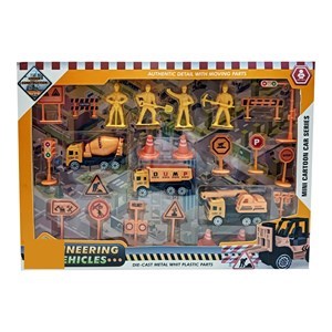 Imagen de Vehículos de construcción x3 de metal, con accesorios, en caja