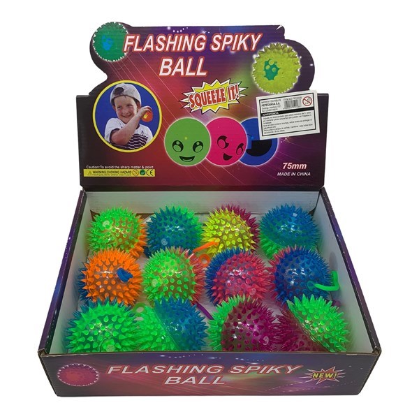 Imagen de Pelota de goma de pinchos, con luz y sonido CAJA x12 varios colores