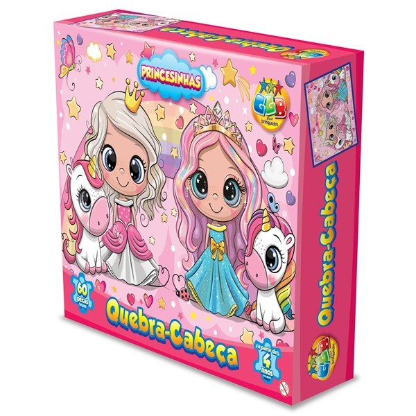Imagen de Puzzle de cartón, 60 piezas, princesas, en caja