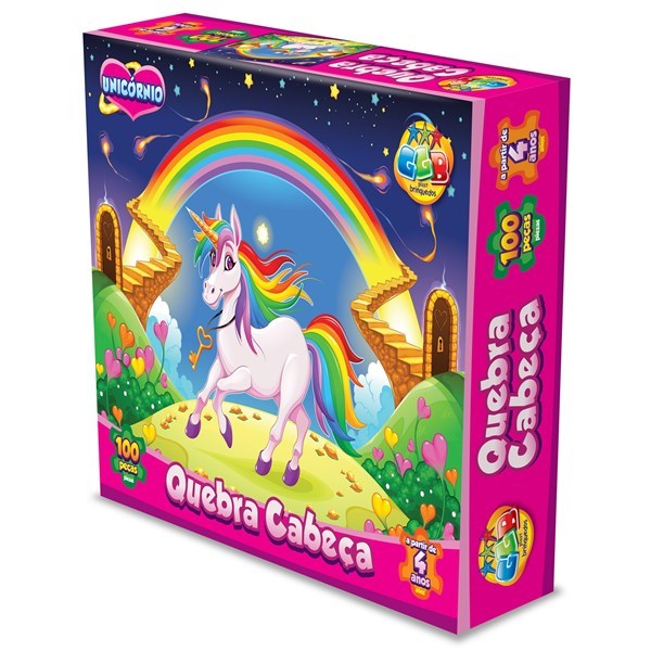 Imagen de Puzzle de cartón 100 piezas, unicornios, en caja