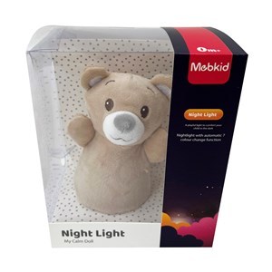 Imagen de Veladora peluche oso con luz cambia de color, 3AAA, en caja de PVC