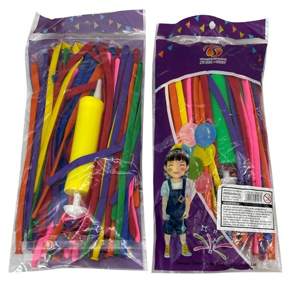 Imagen de Globo largo x100 con inflador, en bolsa