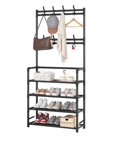 Imagen de Mueble perchero con zapatero de metal, en caja