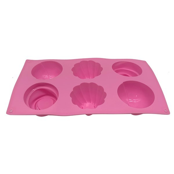 Imagen de Molde de silicona para 6 cupcakes con formas, varios colores