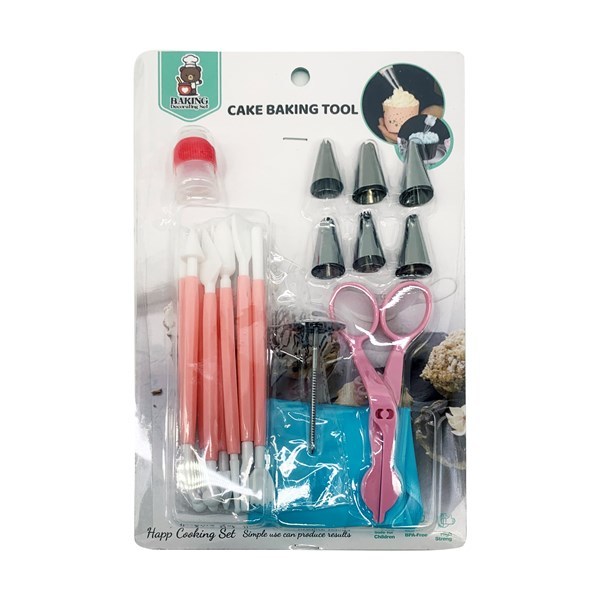 Imagen de Decorador de torta manga de PVC, con 6picos estecas clavos y accesorios, en blister varios colores