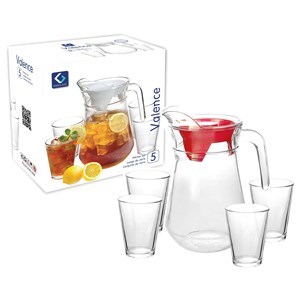 Imagen de Jarra de vidrio 1.2L con 4 vasos 180ml, en caja