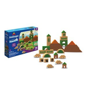 Imagen de Bloques x70 piezas de madera, dinosaurios, XALINGO en caja