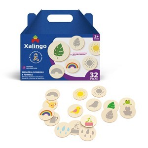 Imagen de Juego de mesa, memoria, sombras y formas, 32 piezas de madera, XALINGO en caja