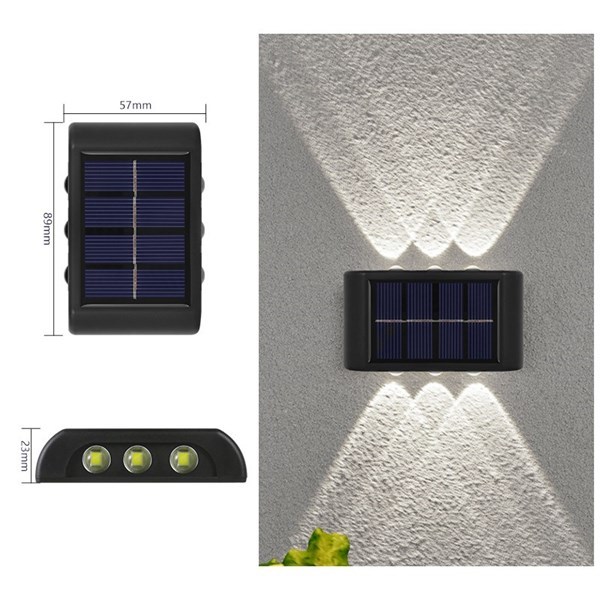 Imagen de Farol de pared solar chico x2, 6 led luz en 2 direcciones en caja