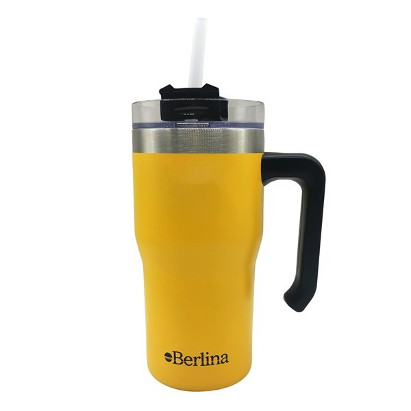 Imagen de Vaso térmico doble pared 600ml, sorbito de plástico Berlina AMARILLO