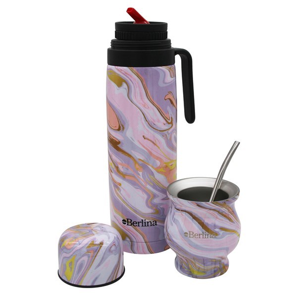 Imagen de Termo 1L media asa con mate 180ml y bombilla, pico cebador, base antideslizante, Berlina en caja