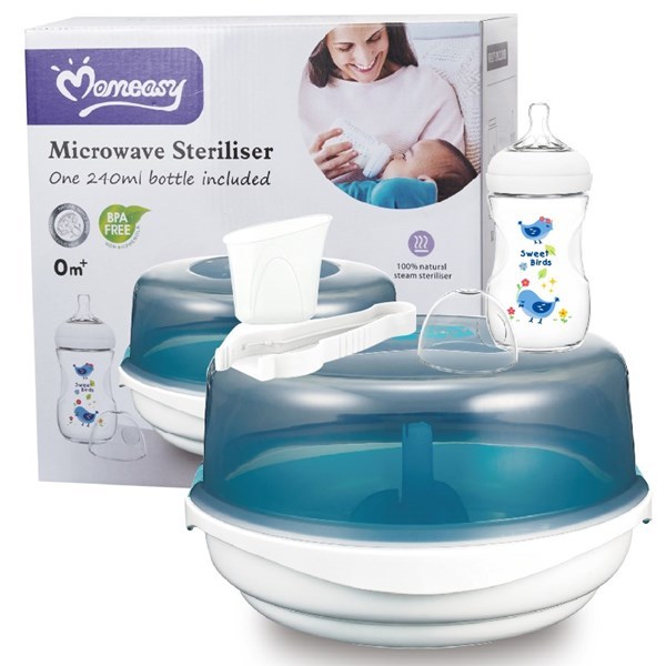 Imagen de Esterilizador para 6 mamaderas para microondas (2´)con mamadera de 260ml, en caja MOMEASY