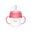 Imagen de Mamadera de plástico 120ml con asas tetina natural, boca ancha en caja, varios colores MOMEASY