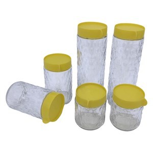 Imagen de Frasco de vidrio x6 con tapa de plástico, en caja